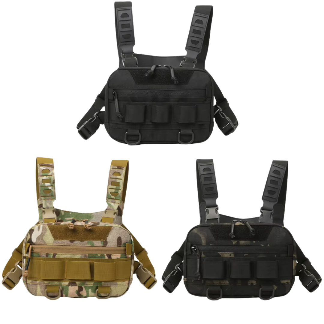 Rovix tactical chest bag shown in multiple color options designed for outdoor carry and organized everyday use